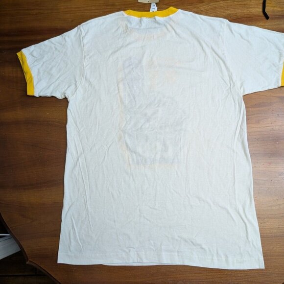 LSU TIGERS We're #1 Shirt Mens Medium White Purple Ringer Finger Retro Style - Picture 12 of 16